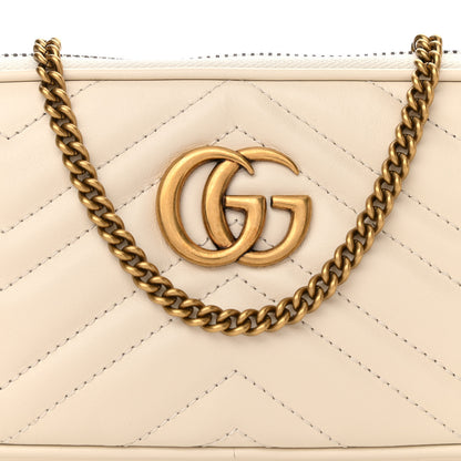 Gucci Calfskin Matelasse Mini GG Marmont Chain Crossbody Bag White 8 of 10