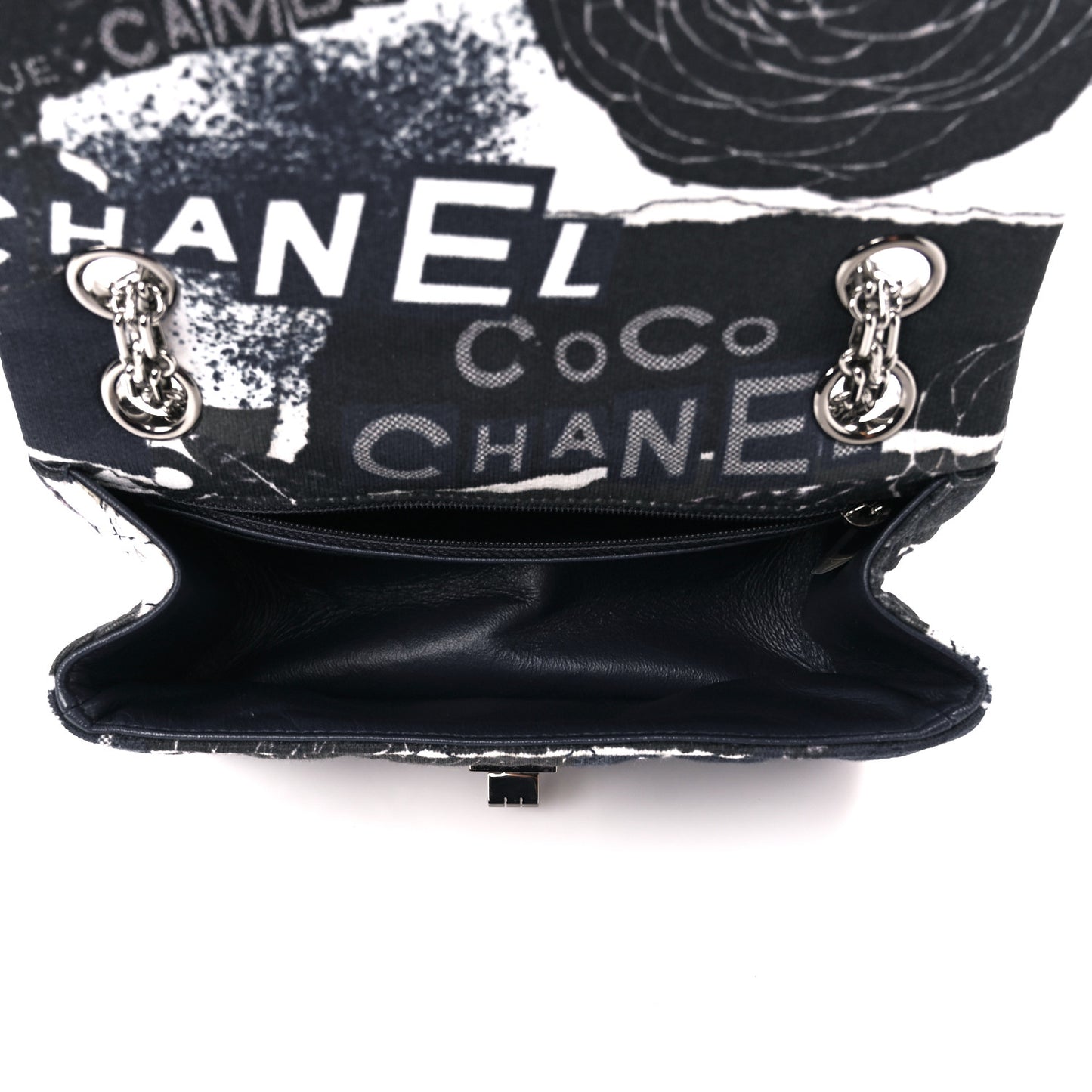 Jersey Quilted Camellia 2.55 Reissue Mini Flap Black White