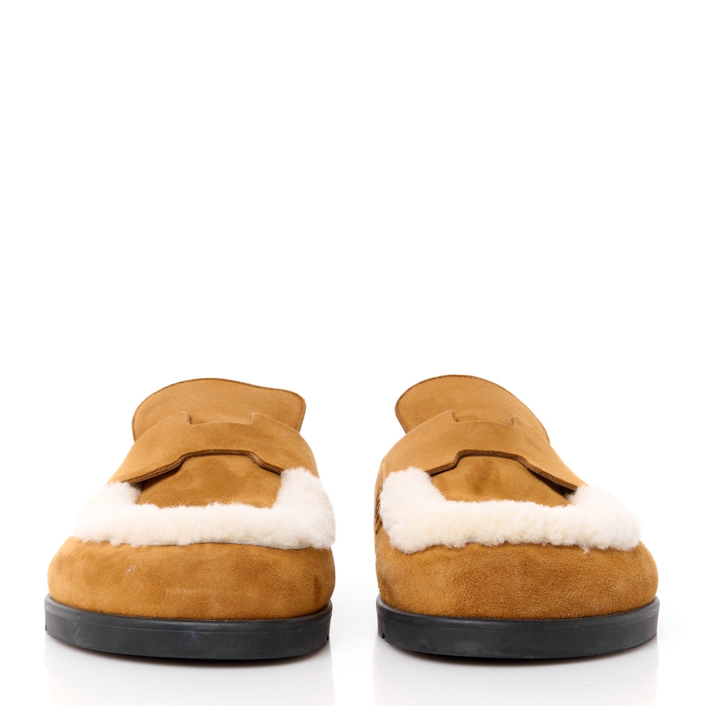 Suede Goatskin Shearling Go Mules 37.5 Beige Kraft Ecru
