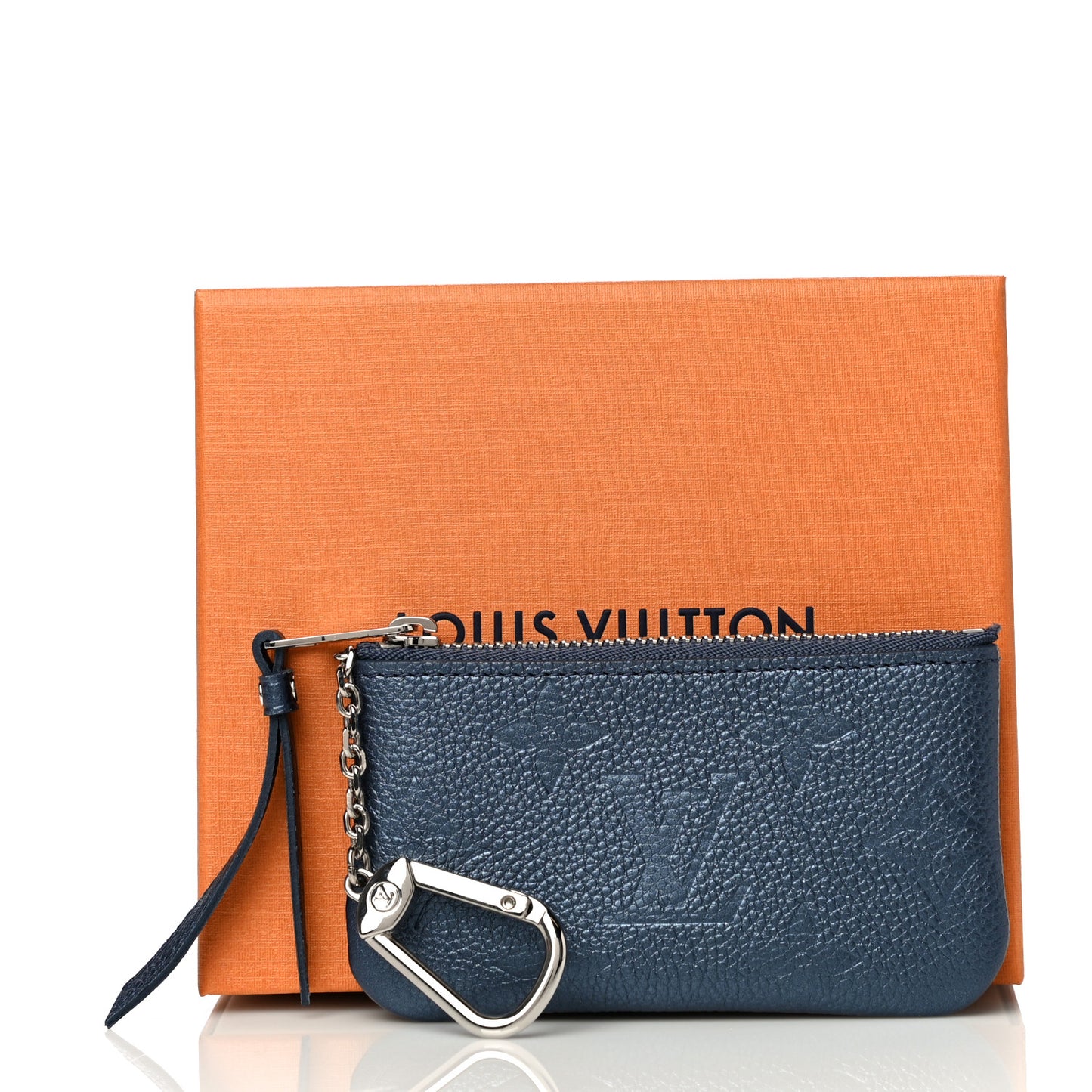 Metallic Empreinte Monogram Giant Key Pouch Navy Nacre