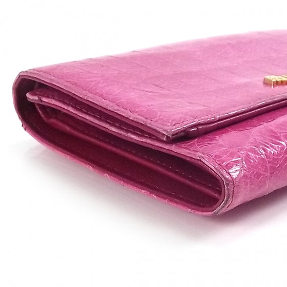 Crocodile Flap Wallet Peonia Fucsia