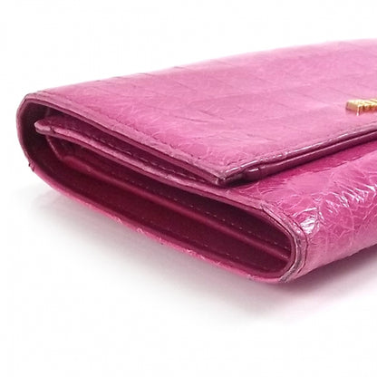 Miu Miu Crocodile Flap Wallet Peonia Fucsia 5 of 10