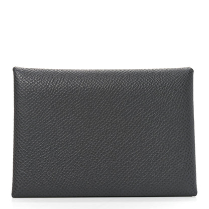 Hermes Epsom Calvi Duo Card Case Graphite 1 of 7