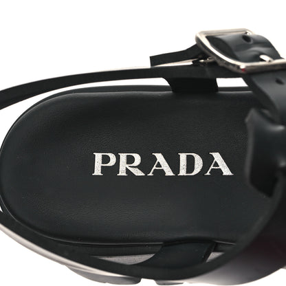 Prada Foam Rubber Triangle Logo Monolith 55mm Cage Sandals 41 Black 7 of 9