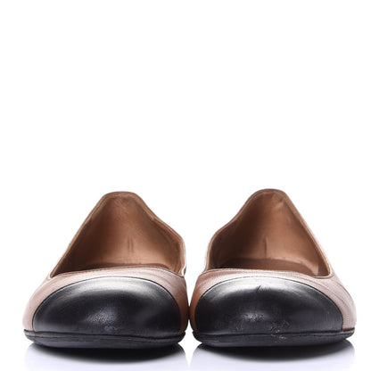 Chanel Lambskin Cap Toe CC Ballerina Flats 35.5 Marron Black 2 of 11