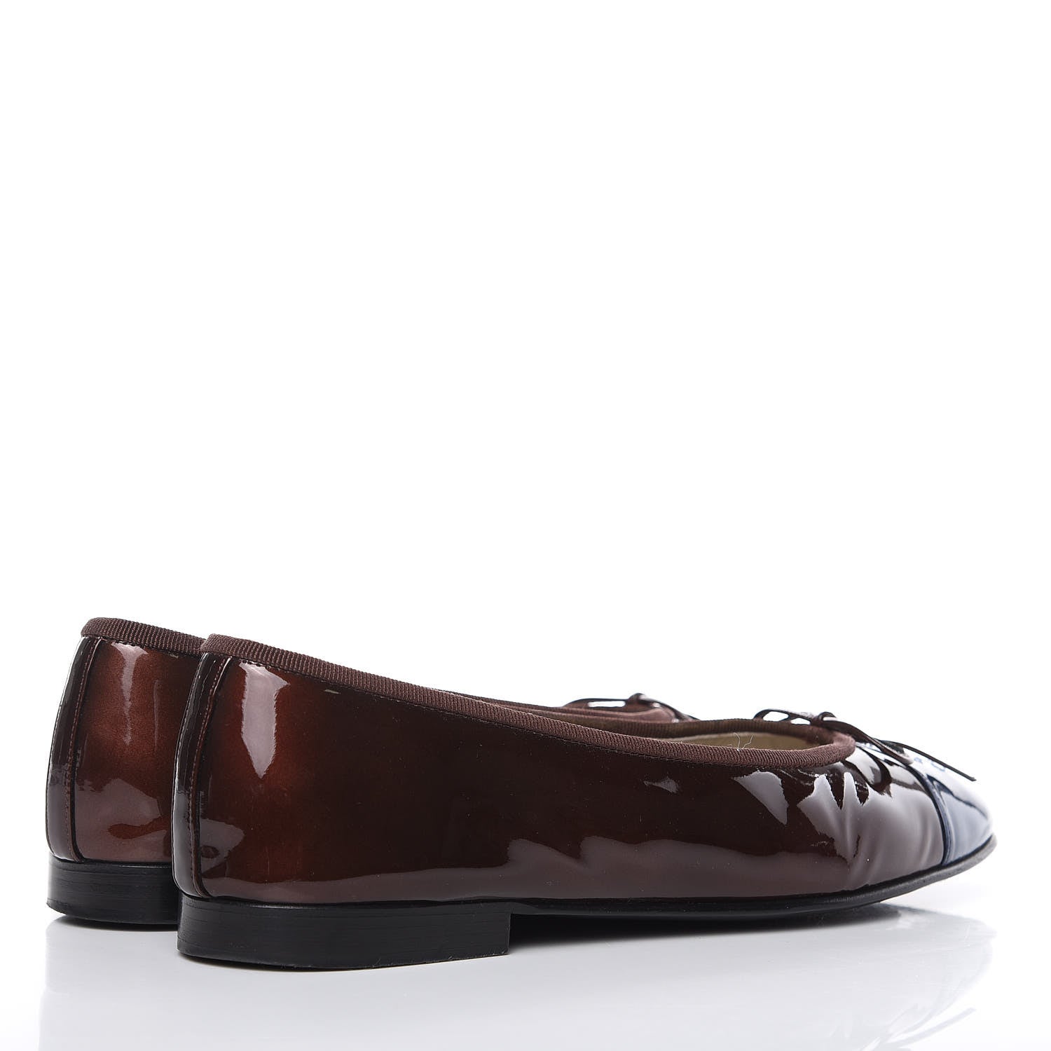 Chanel Patent CC Cap Toe Ballerina Flats 39 Navy Burgundy 4 of 12