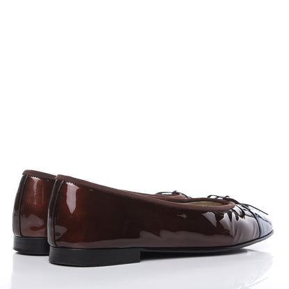 Chanel Patent CC Cap Toe Ballerina Flats 39 Navy Burgundy 4 of 12