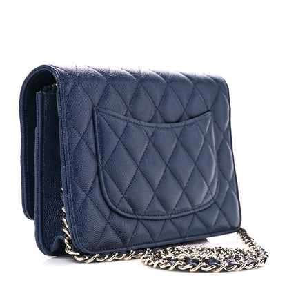 Chanel Caviar Quilted Wallet on Chain WOC Navy Blue 3 of 12