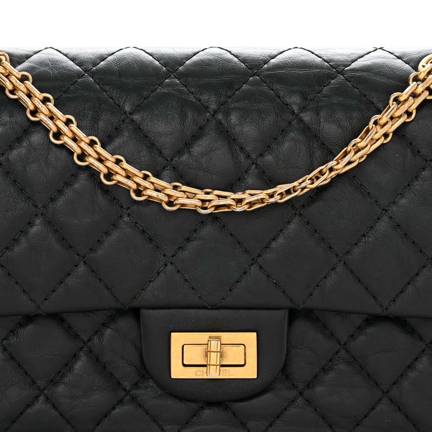 Aged Calfskin Quilted 2.55 Reissue 225 Flap Black