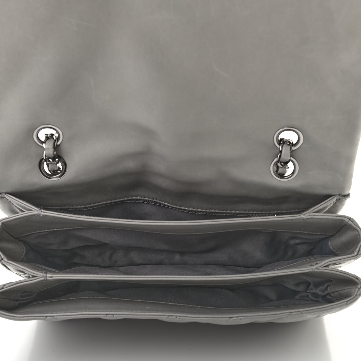 Chanel Lambskin Quilted Jumbo Chanel 3 Flap Light Grey 4 of 9