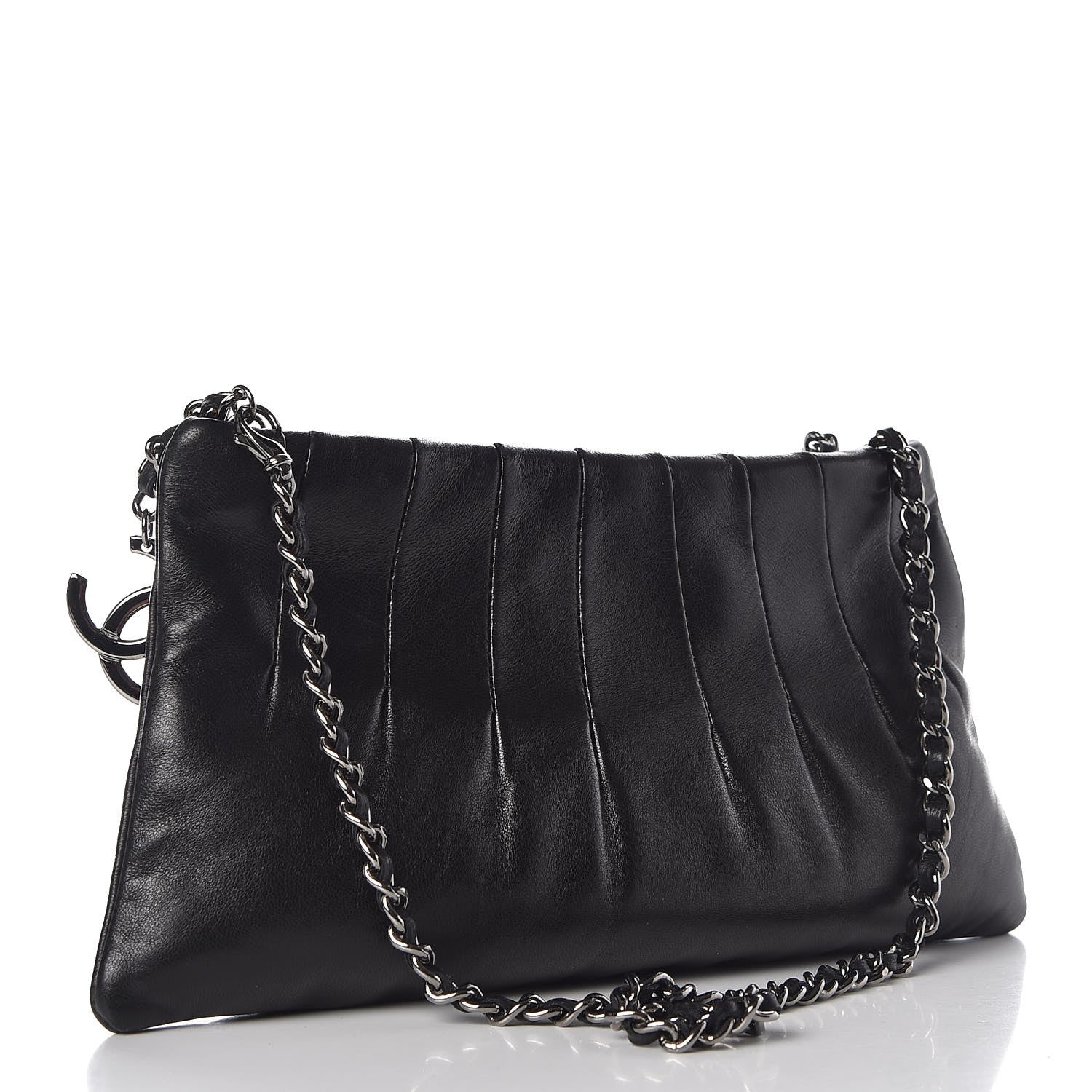 Chanel Lambskin Pleated Tassel Shoulder Bag Black 3 of 7