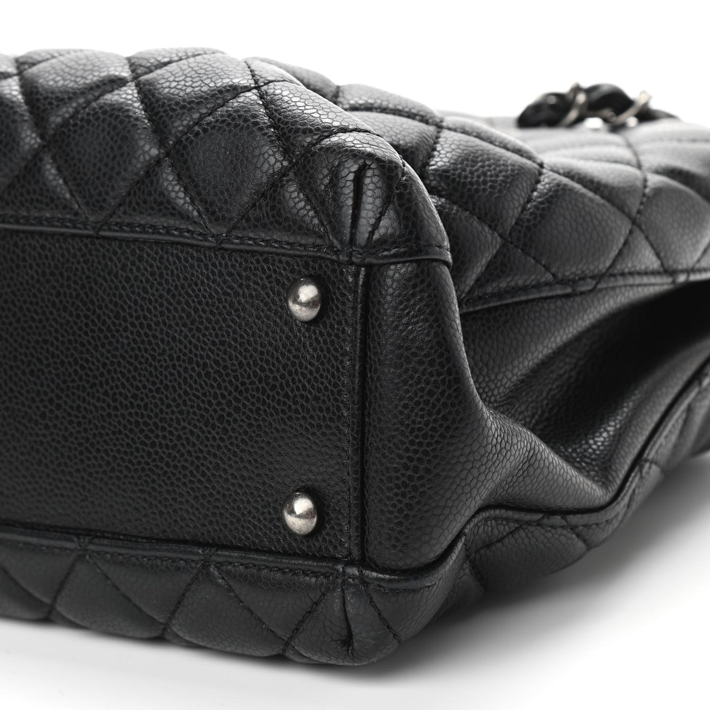 Caviar Quilted City Shopping Tote Black