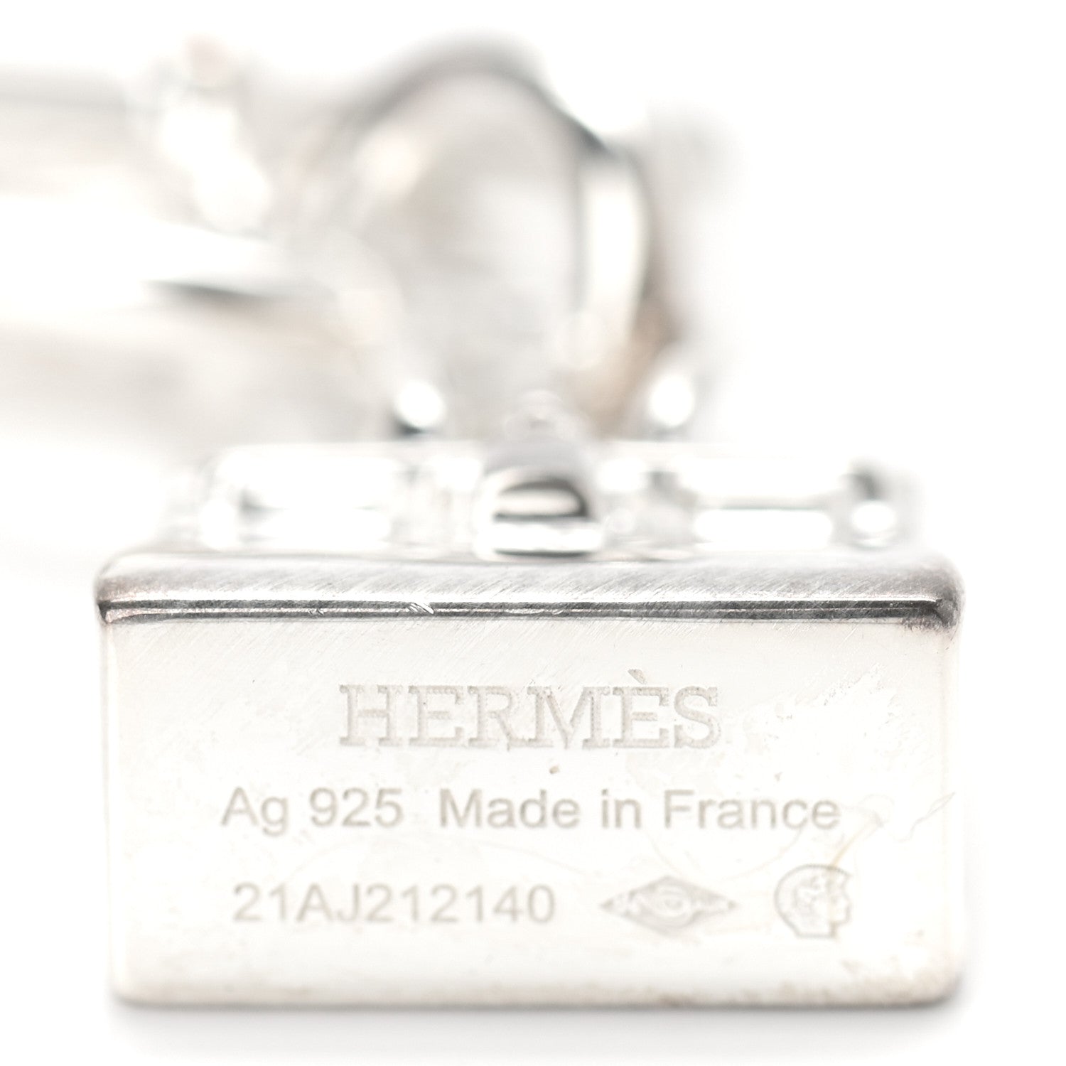 Hermes Sterling Silver Birkin Amulette Pendant Necklace 4 of 5
