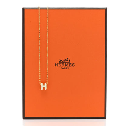 Hermes Lacquered Gold Mini Pop H Pendant Necklace White 8 of 8