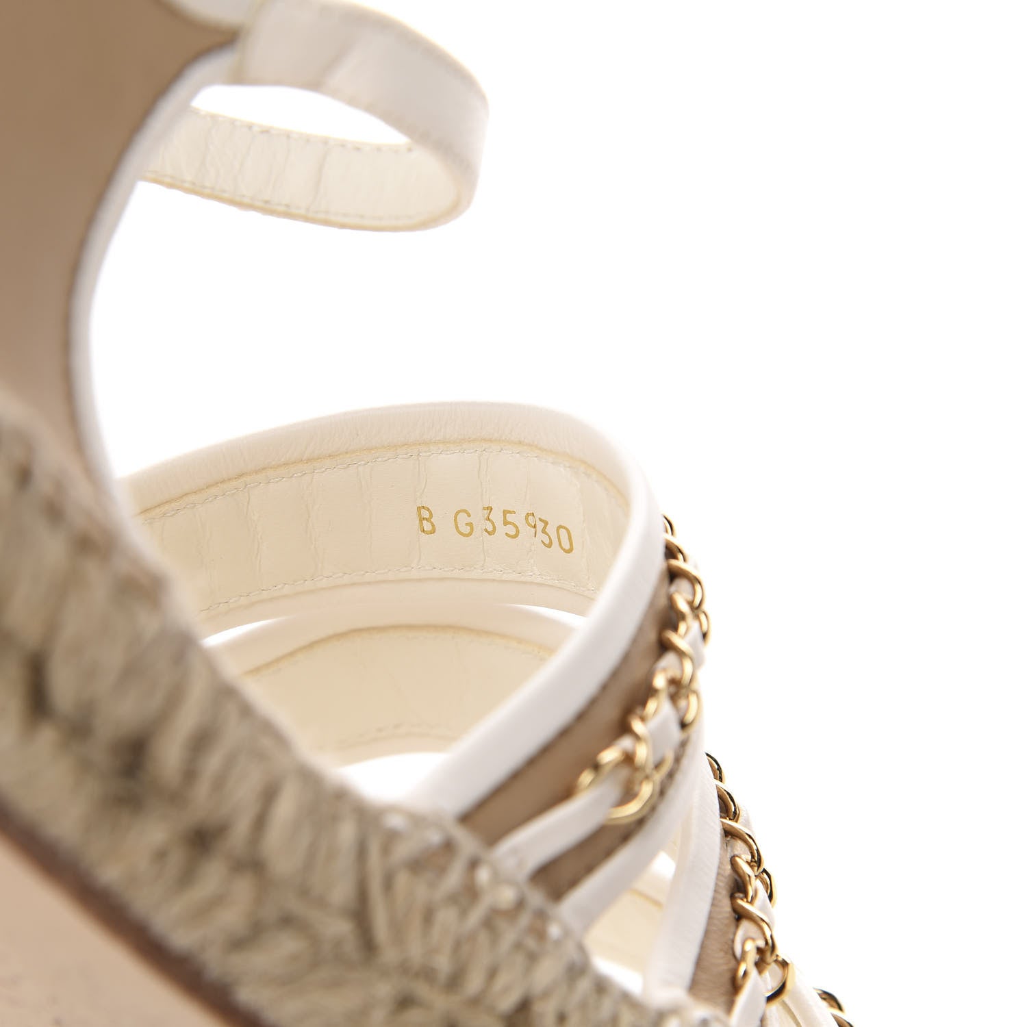 Chanel Lambskin Chain Espadrille Sandals 41 Beige White 13 of 13
