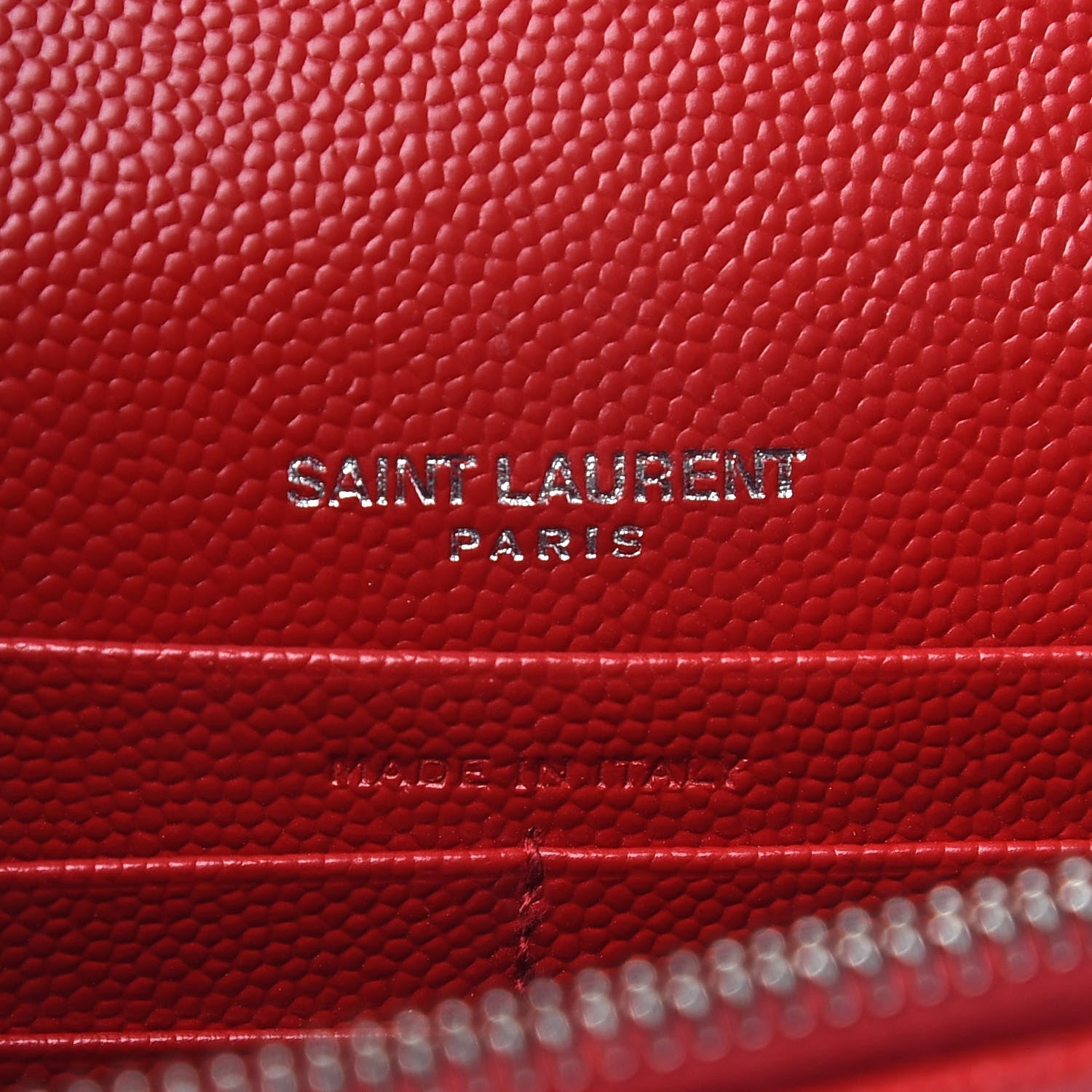 Saint Laurent Grain De Poudre Matelasse Chevron Monogram Envelope Chain Wallet Eros Rouge 5 of 9