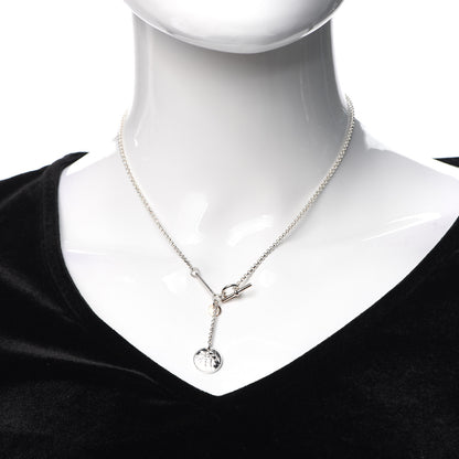 Hermes Sterling Silver 18K Rose Gold PM Ex-Libris Pendant Necklace 2 of 5