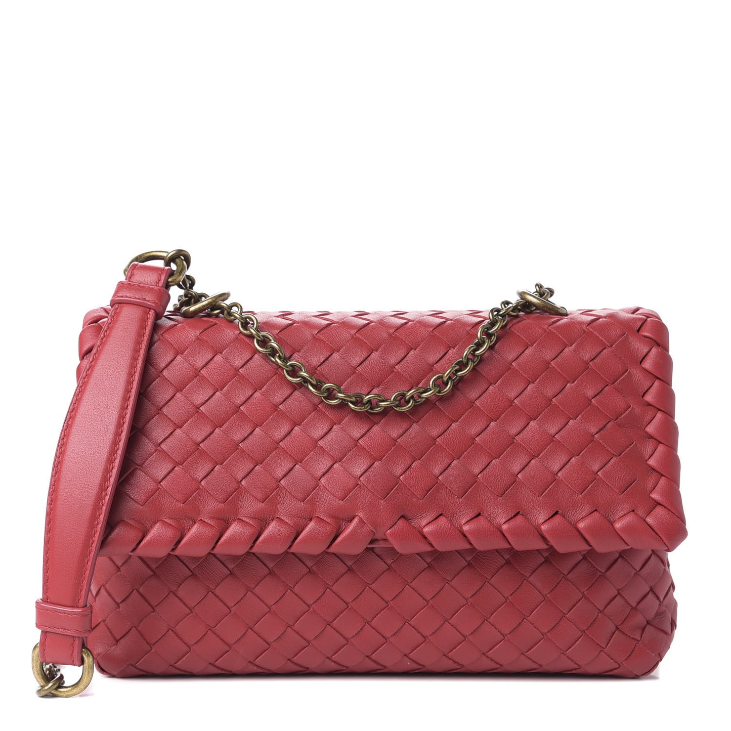 Nappa Intrecciato Baby Olimpia Shoulder Bag China Red