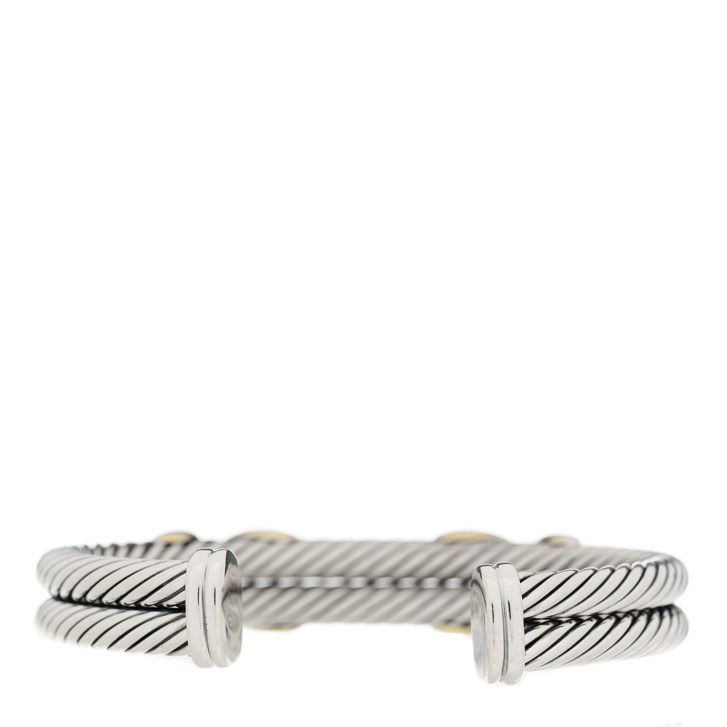 Sterling Silver 14K Yellow Gold 10mm Double X Cable Bracelet