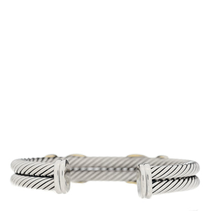 David Yurman Sterling Silver 14K Yellow Gold 10mm Double X Cable Bracelet 2 of 3