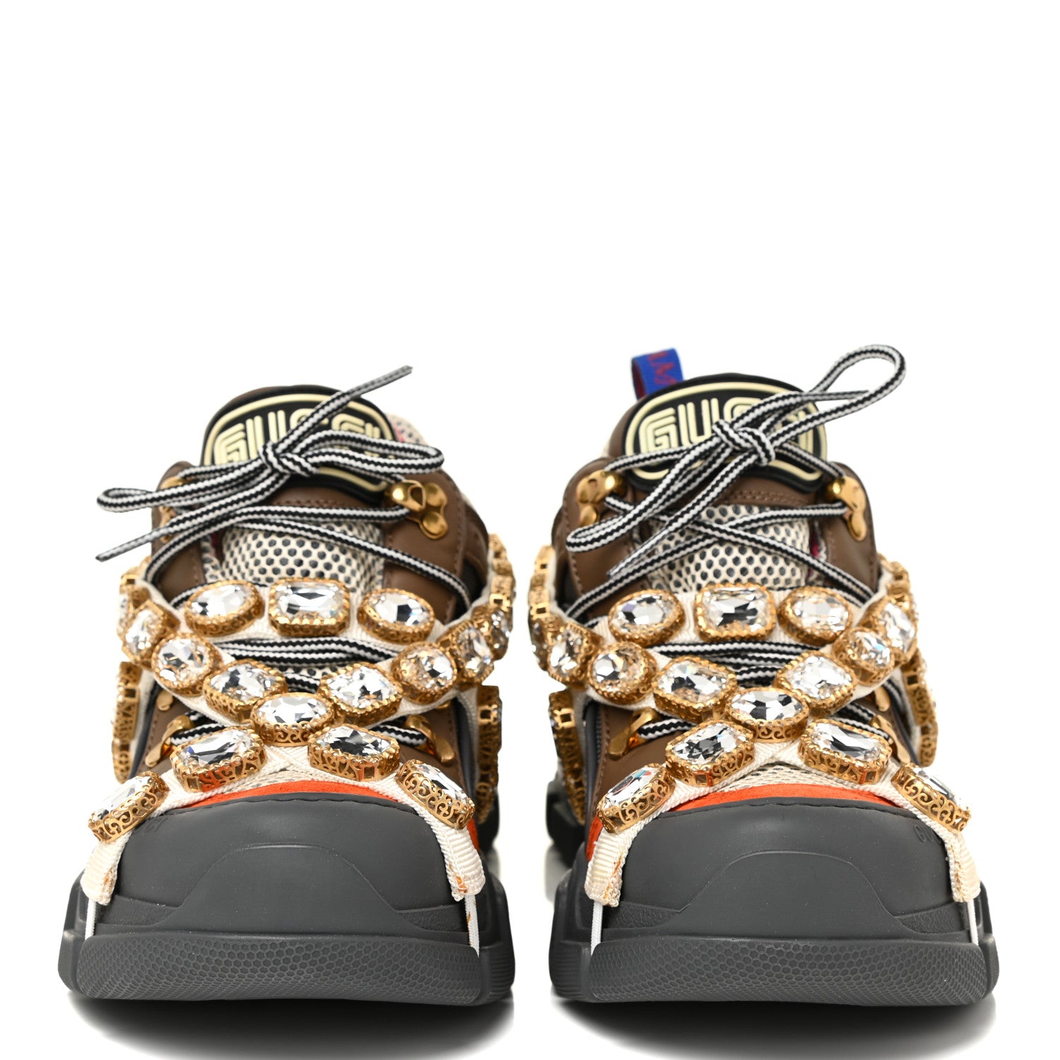 Gucci X SEGA Mesh Canvas Calfskin Removable Crystals Womens Flashtrek Sneakers 37.5 White Box Pink Ardesia Loess 2 of 9