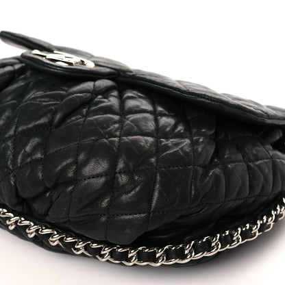 Chanel Washed Lambskin Quilted Large Chain Around Messenger Black 9 of 9