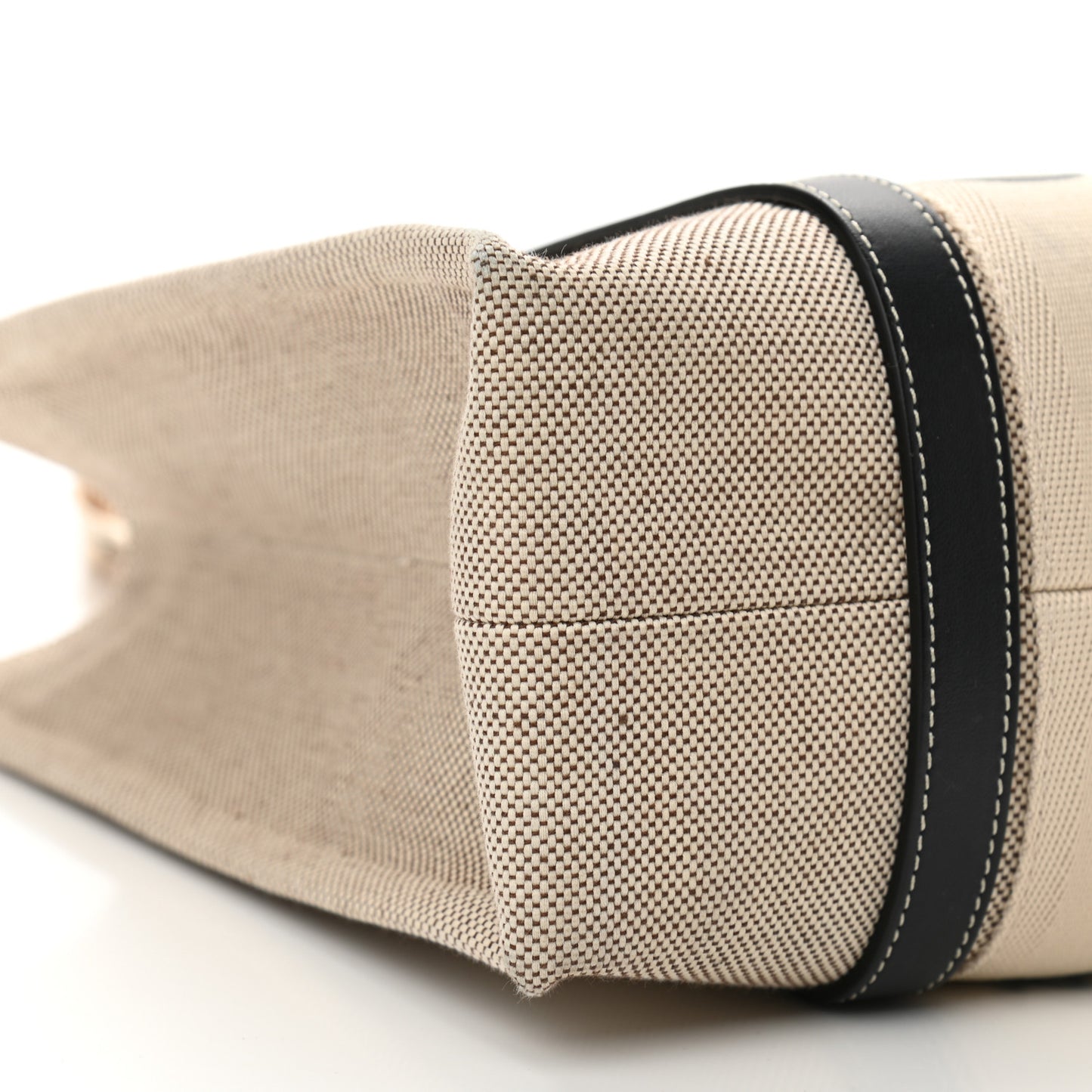 Cotton Calfskin Medium Woody Ribbon Tote White Black