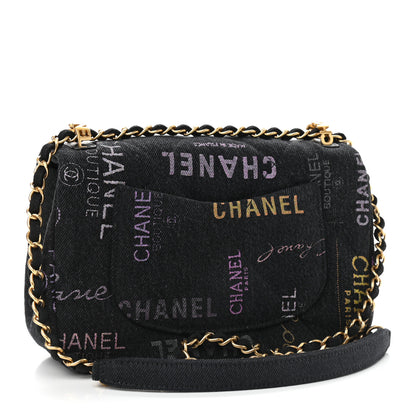 Chanel Denim Quilted Denim Mood Mini Rectangular Flap Black Multicolor 3 of 9