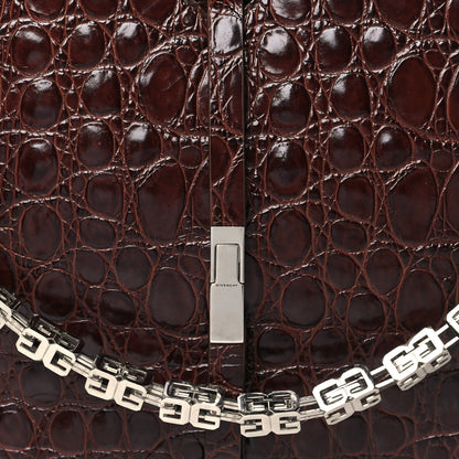 Givenchy Calfskin Crocodile Embossed Large Cut Out Shoulder Bag Brown 8 of 10