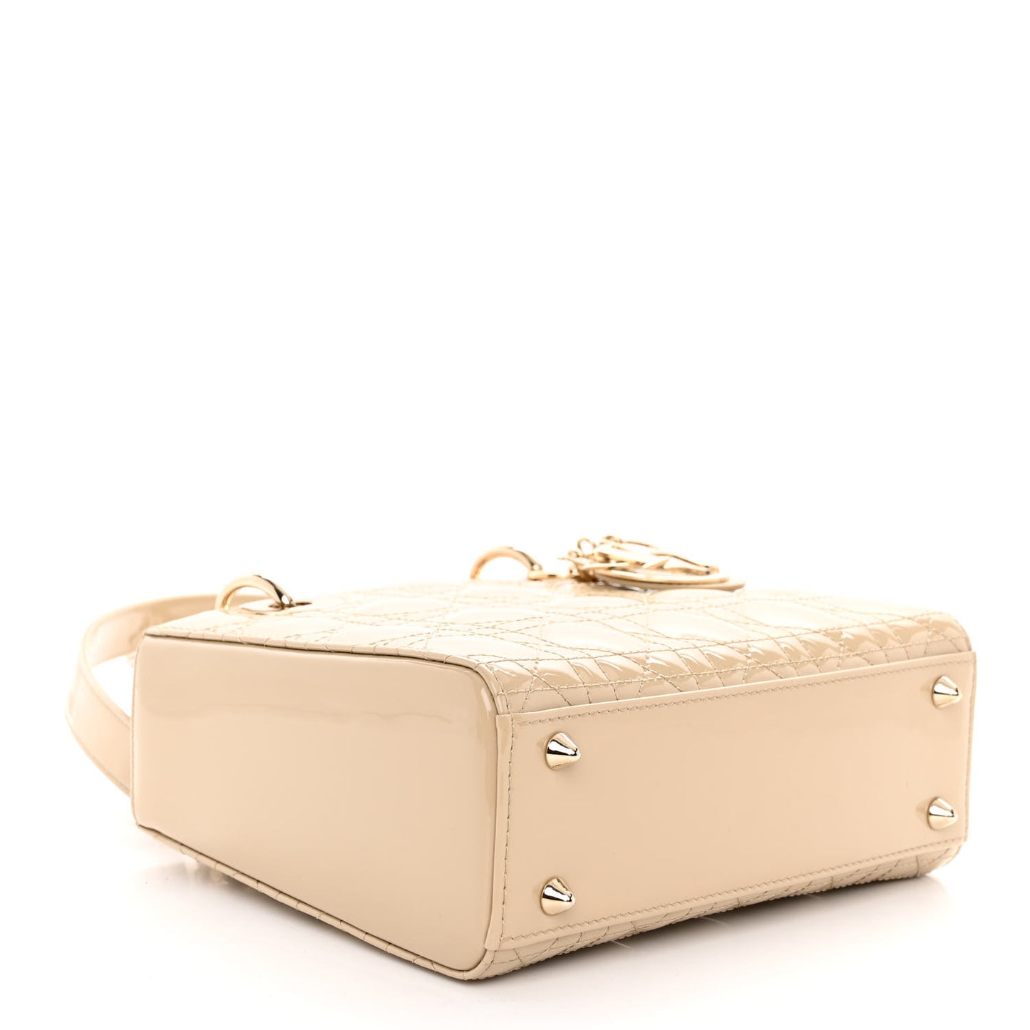 Patent Cannage Small Lady Dior Beige