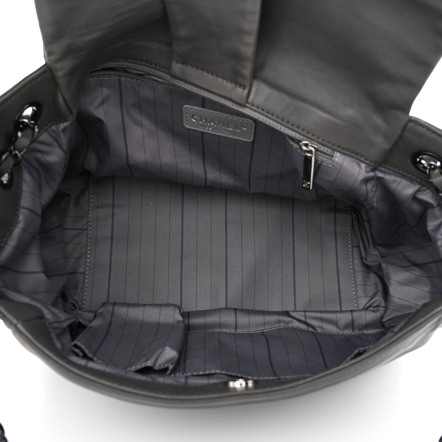 Lambskin Studded Accordion CC Flap Grey