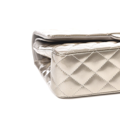 Chanel Striated Patent Quilted Medium Double Flap Gold 8 of 12