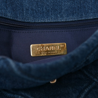 Chanel Denim Quilted Large Chanel 19 Flap Blue 6 of 10