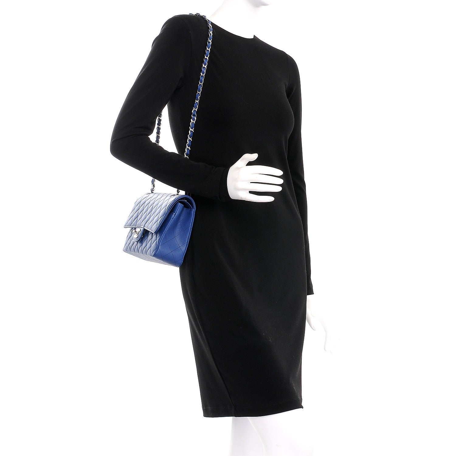 Chanel Caviar Quilted Medium Double Flap Blue 2 of 11
