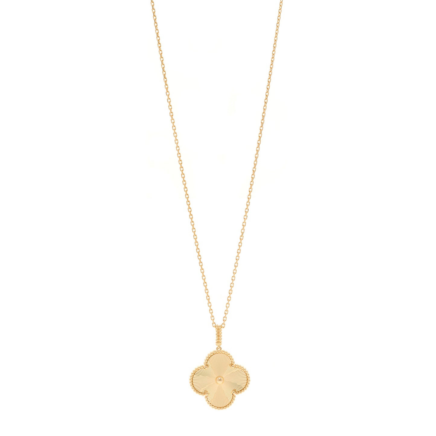 18K Yellow Gold Guilloche Magic Alhambra Long Necklace