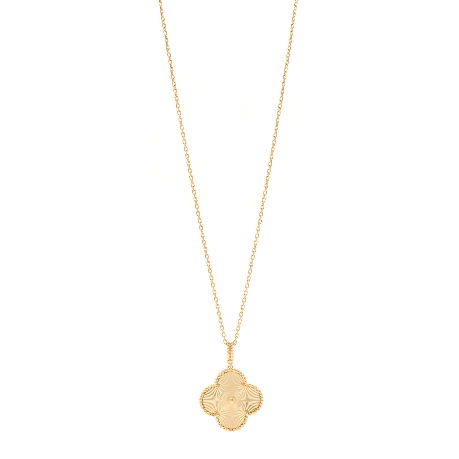 Van Cleef & Arpels 18K Yellow Gold Guilloche Magic Alhambra Long Necklace 1 of 5
