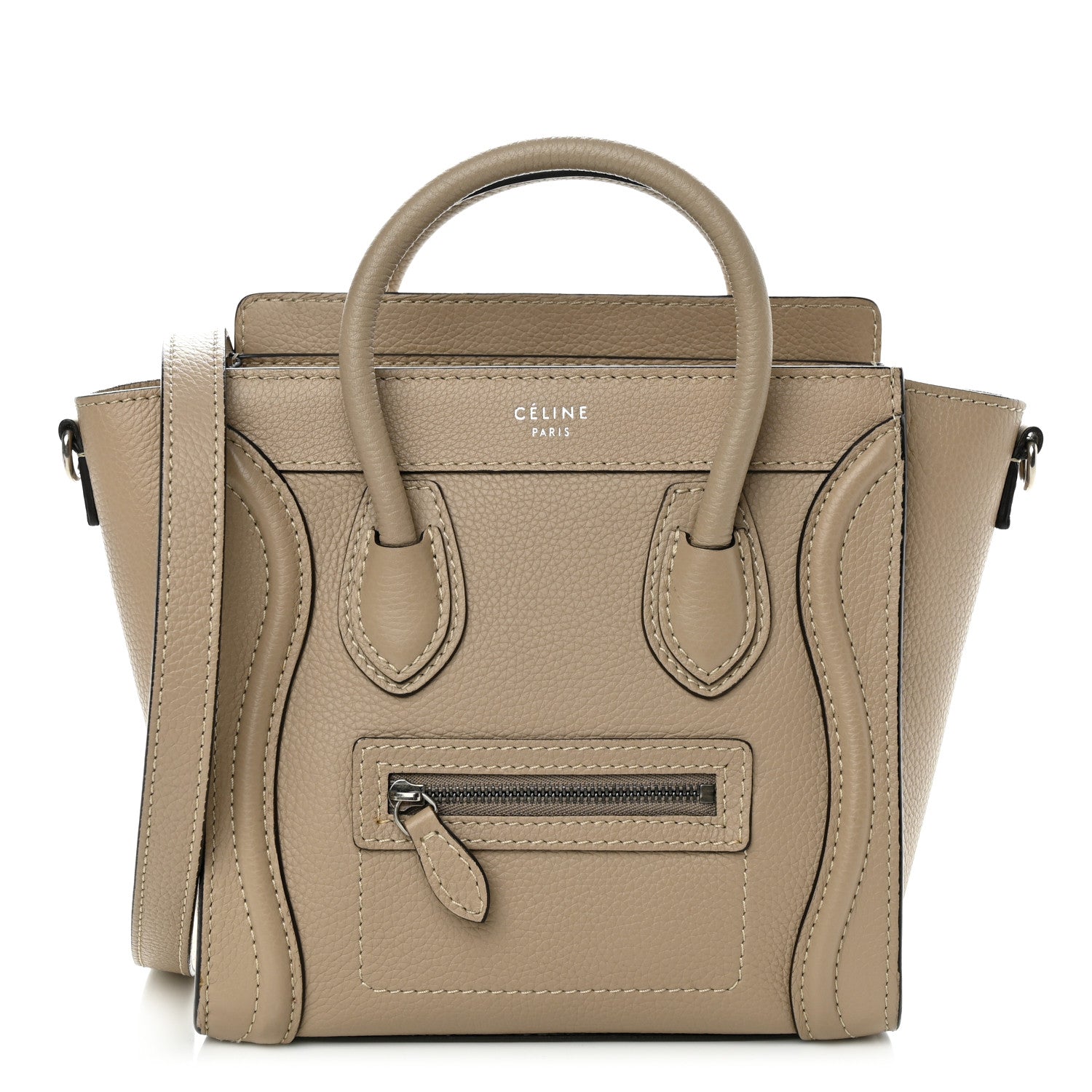 Celine Drummed Calfskin Nano Luggage Dune 1 of 10