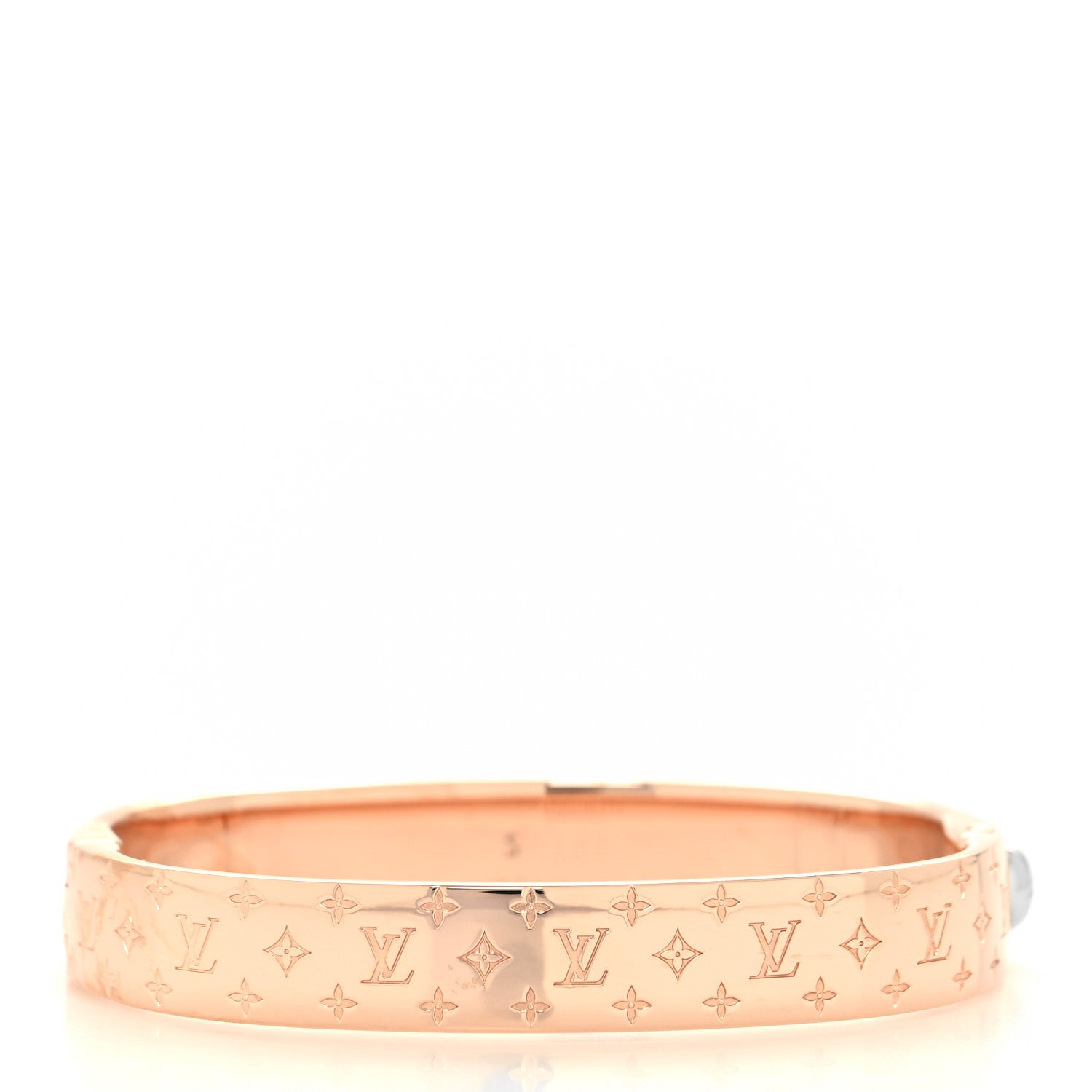 Louis Vuitton Brass Monogram Nanogram Cuff S Pink Gold 3 of 7