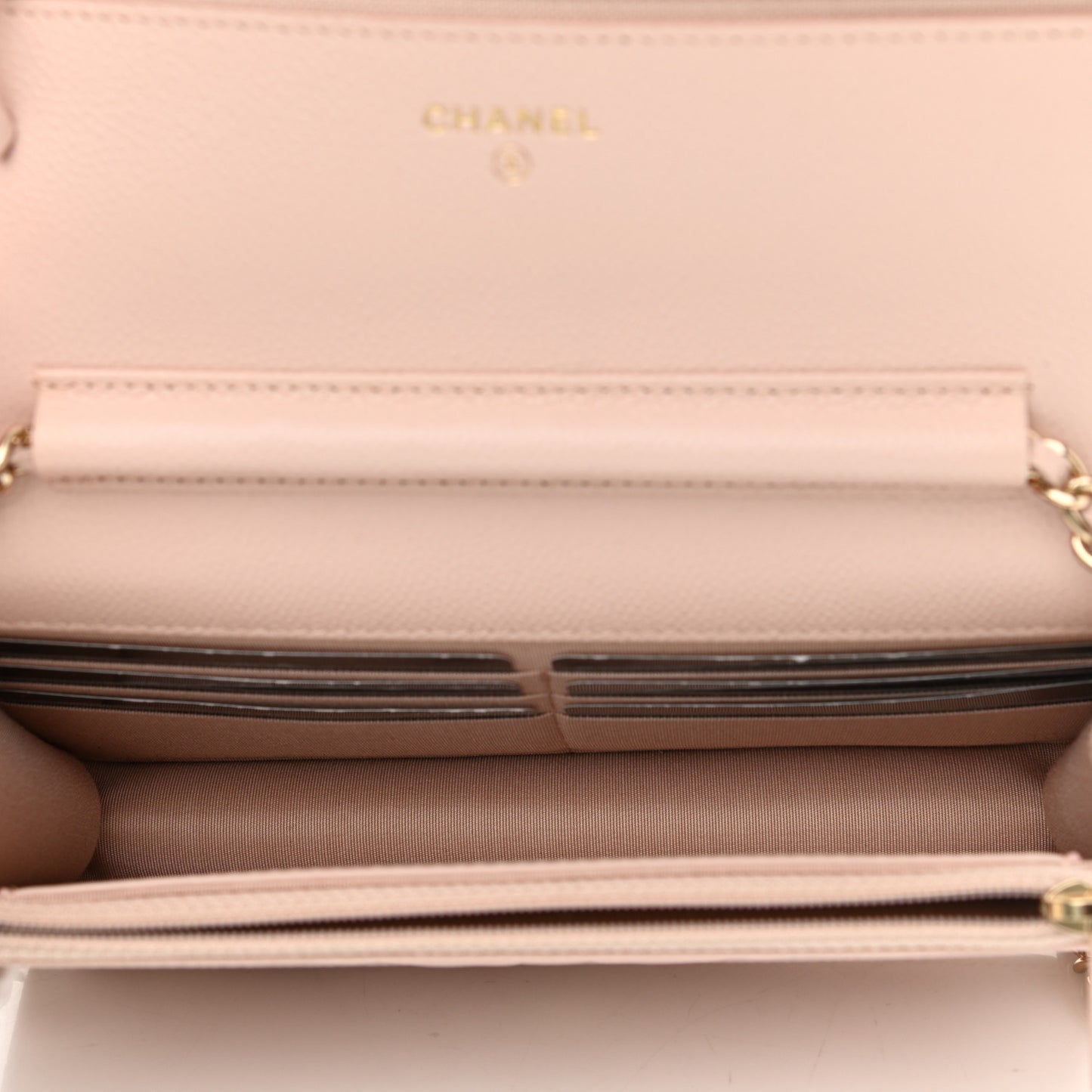 Caviar Quilted Wallet On Chain WOC Light Pink
