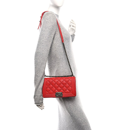 Chanel Crumpled Lambskin Small Studded Boy Flap Red 2 of 11