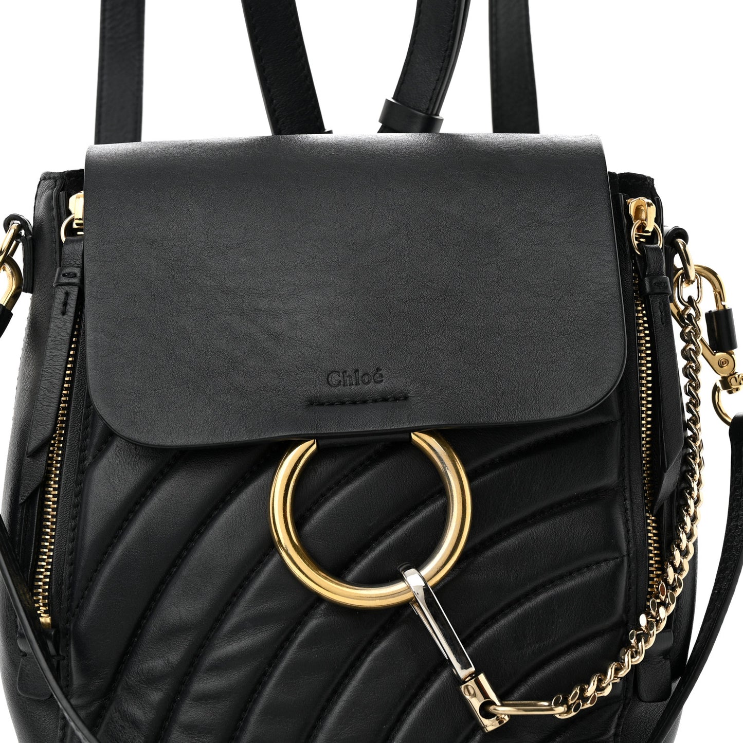 Calfskin Quilted Medium Faye Backpack Black