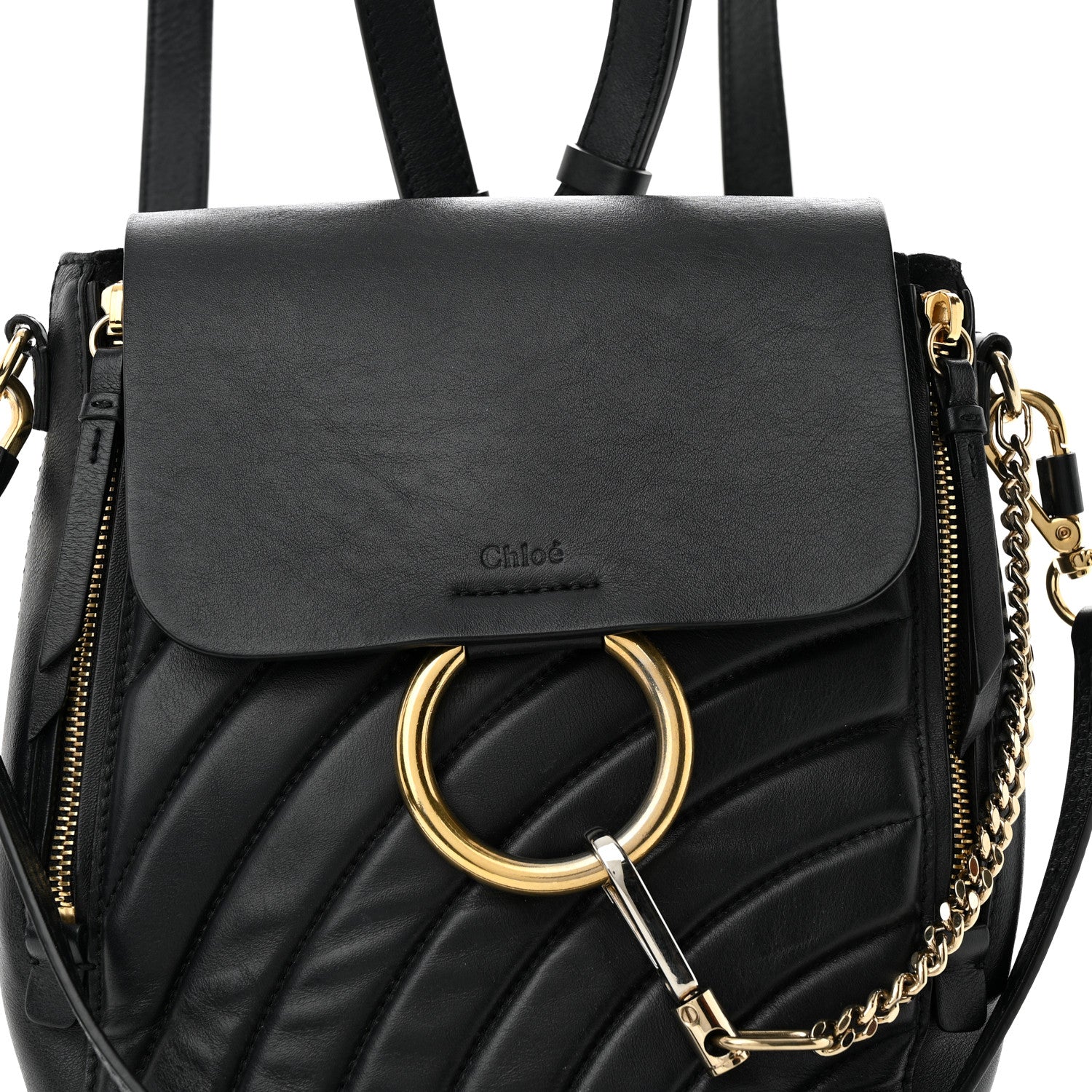 Chloe Calfskin Quilted Medium Faye Backpack Black 7 of 10