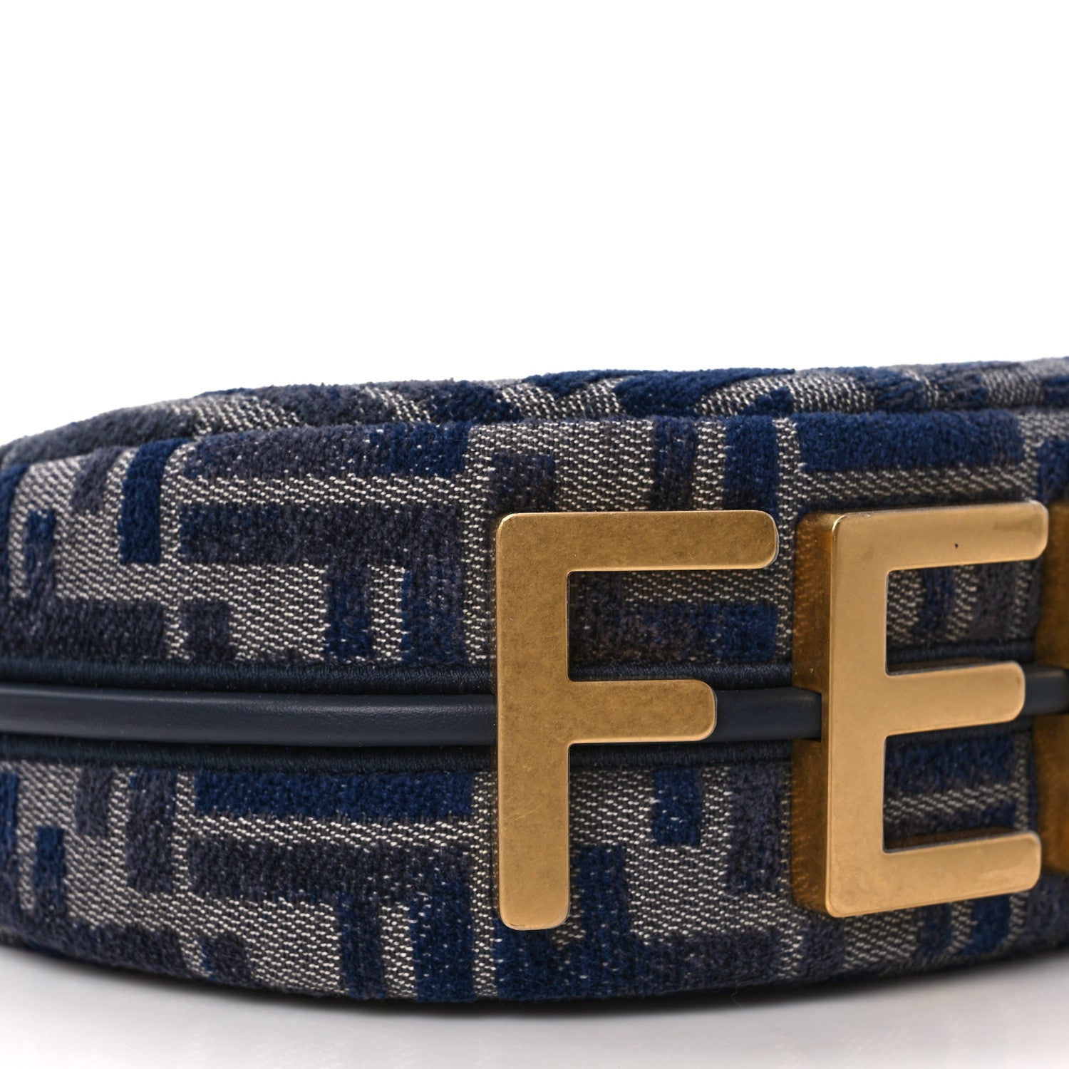 Fendi Chenille Vitello Grace FF 1974 Mini Fendigraphy Hobo Bag Blue 9 of 11