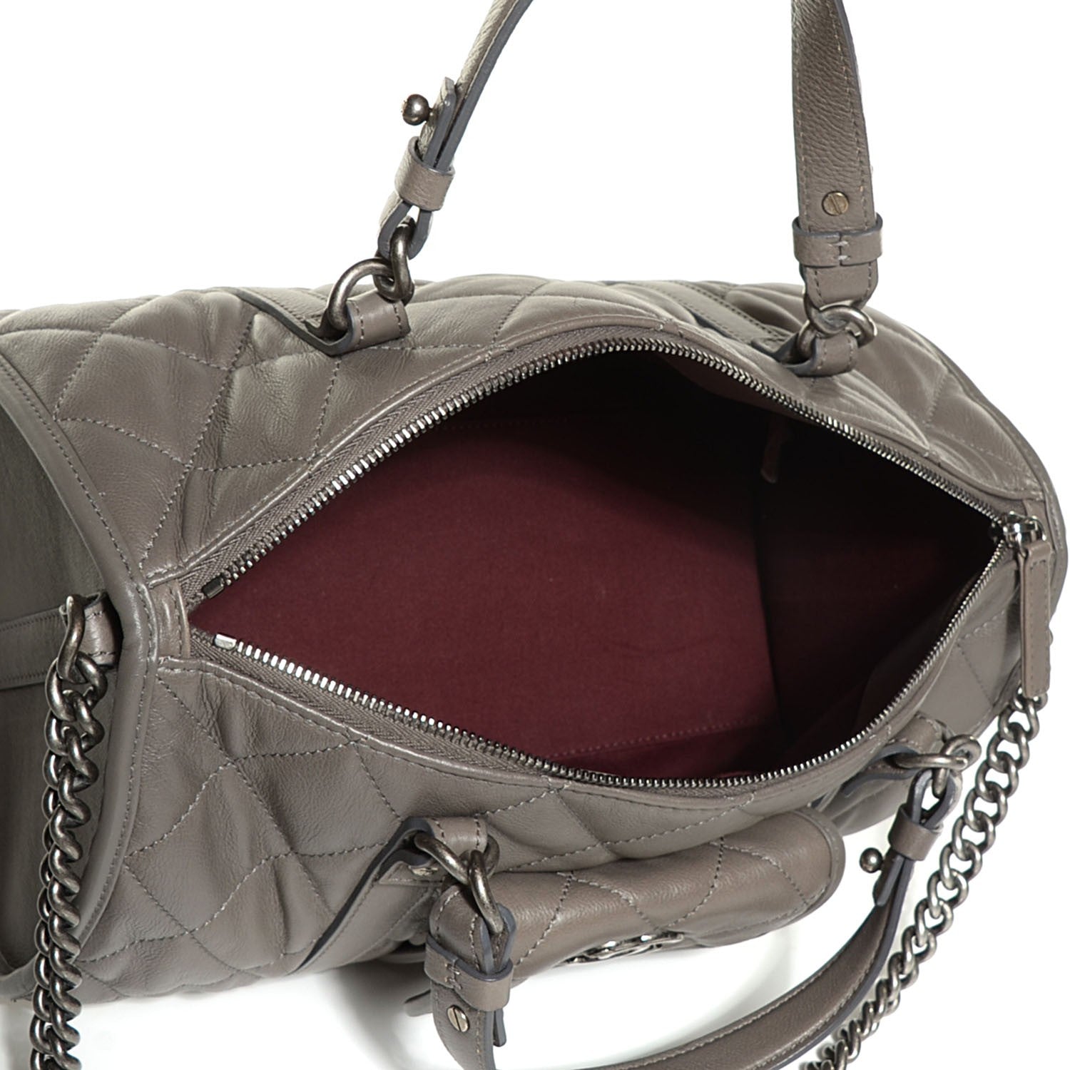 Chanel Calfskin Quilted Small Casual Riviera Bowling Bag Grey 6 of 8