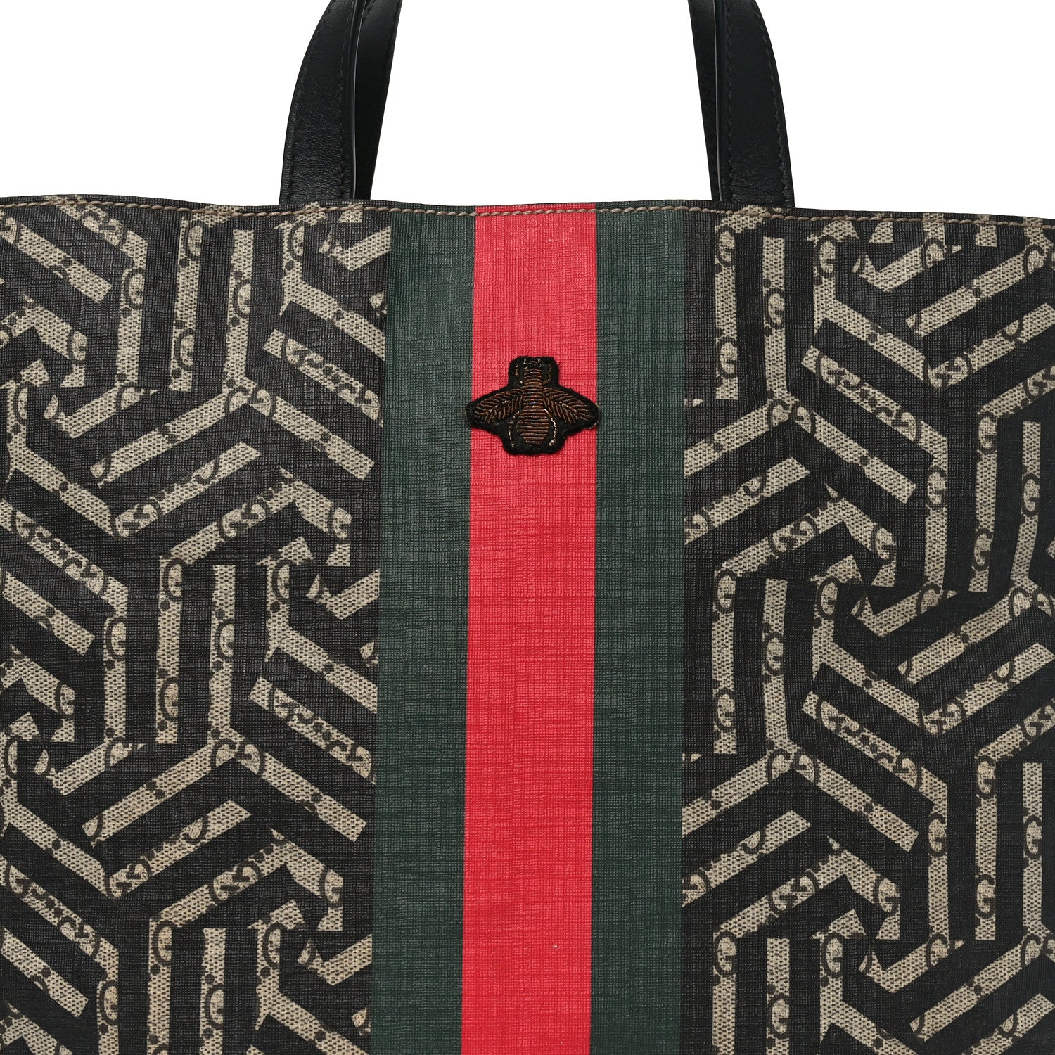 Gucci GG Supreme Monogram Caleido Web Vertical Tote Black 8 of 10
