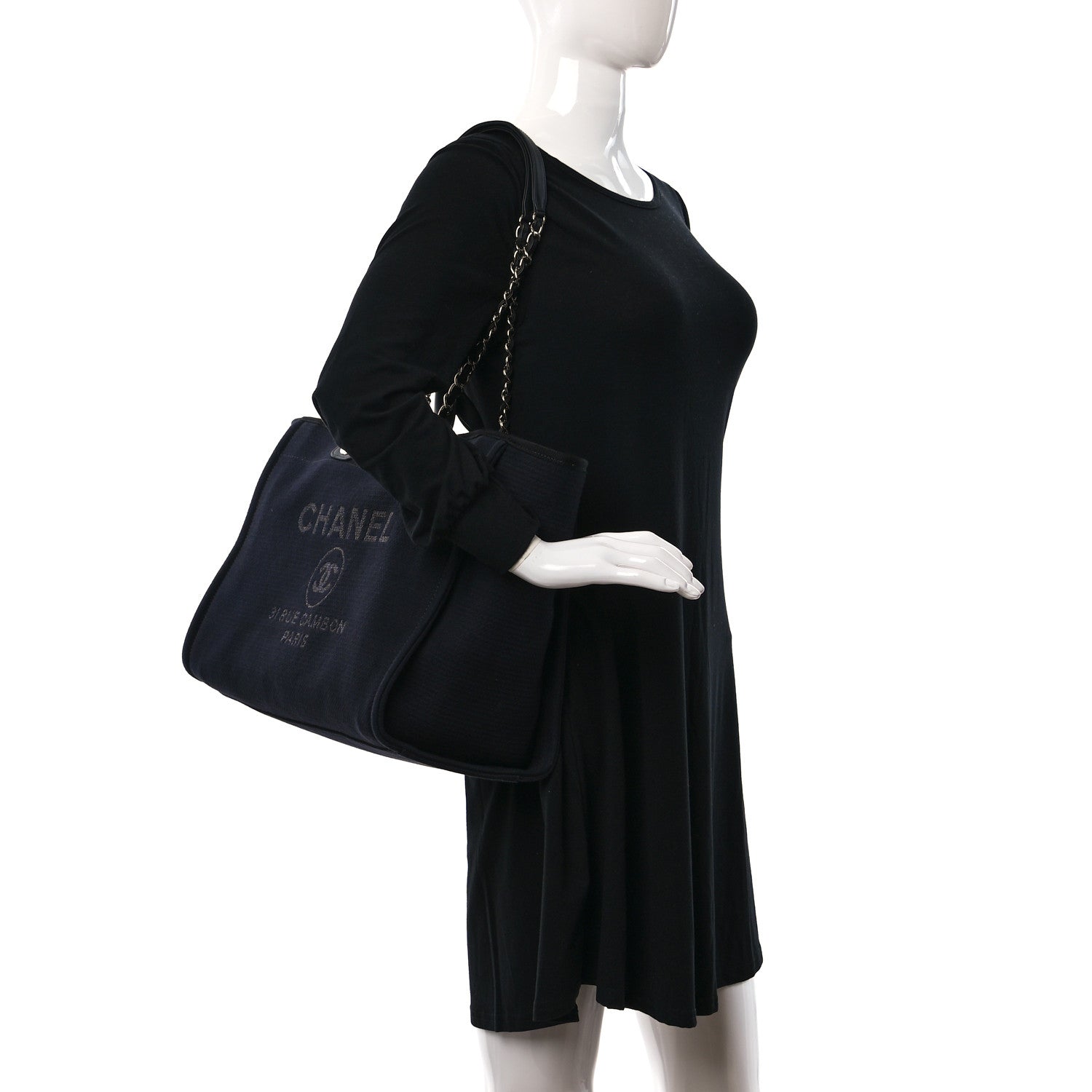Chanel Mixed Fibers Medium Deauville Tote Black 2 of 12