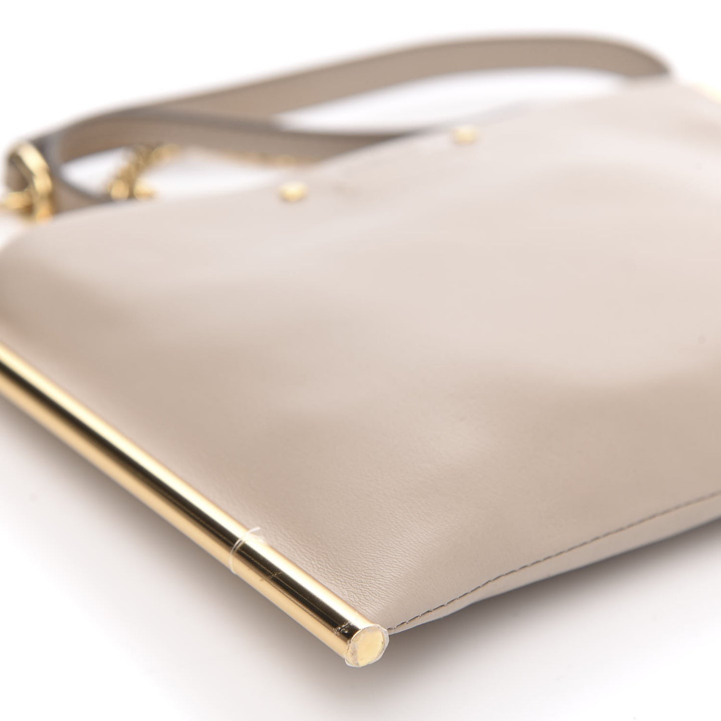 Calfskin Mini Roy Chain Pouch Pearl Beige