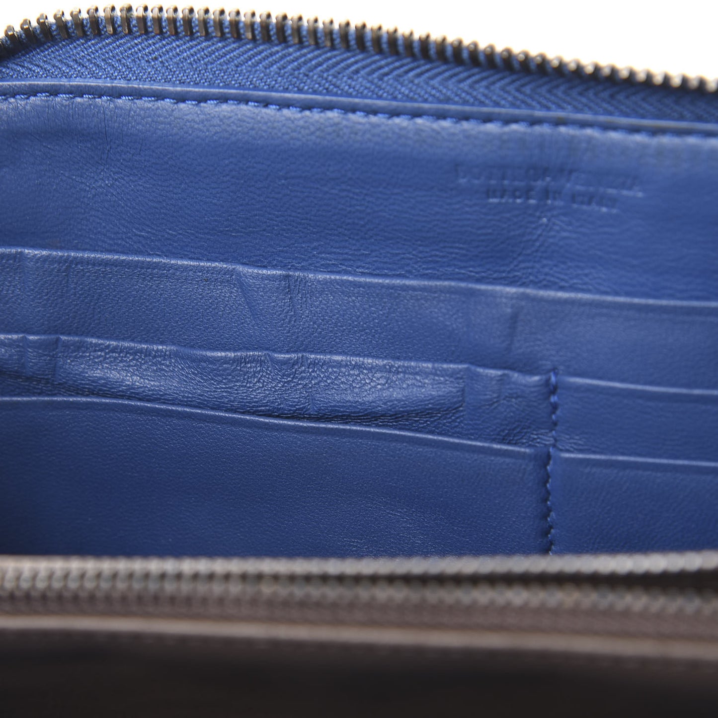 Nappa Intrecciato Zip Around Wallet Blue
