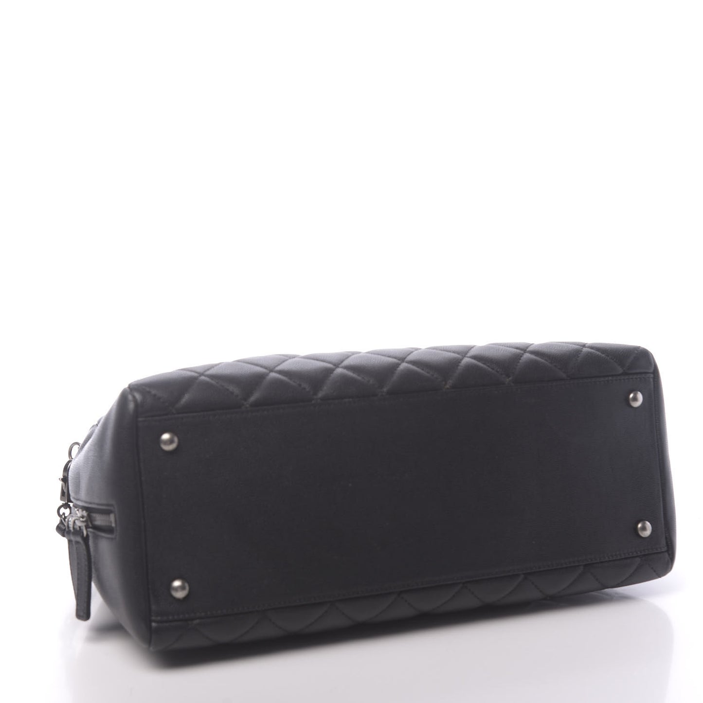 Caviar Quilted Large Coco Handle Bowling Bag Black