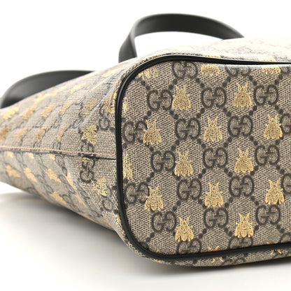 Gucci Soft GG Supreme Monogram Bees Small Crossbody Tote Beige Oro Black 8 of 9